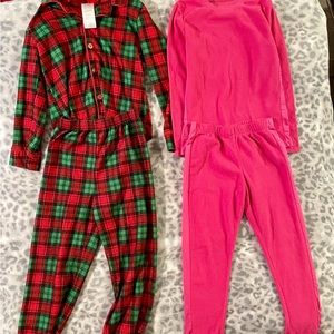 🔆 Girls Size 6/7 Winter Pjs Pajamas Warm Long Sleeve Pants Cute Pink Flannel 🔆